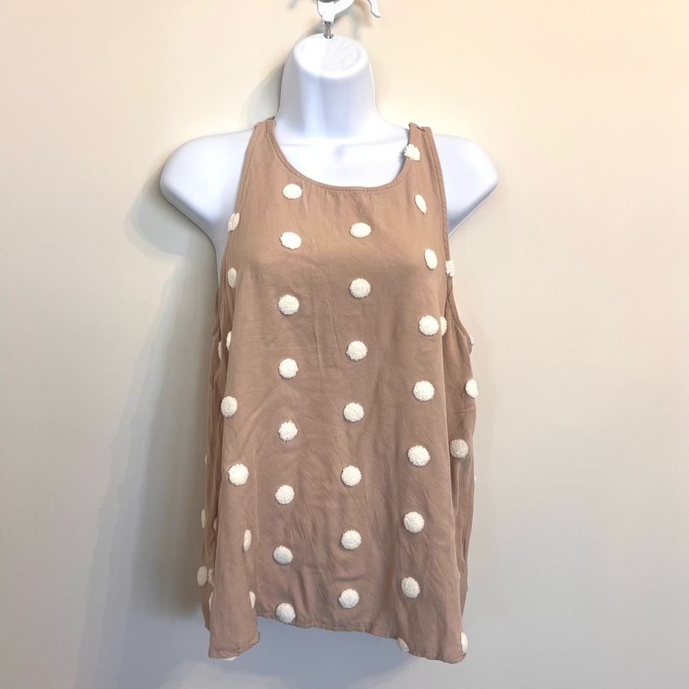 Beige and white polka dot top